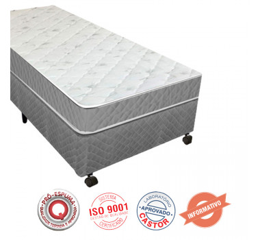 Box + Colchao Castor Solteiro Nobre D33 88cm X 188cm X 17cm